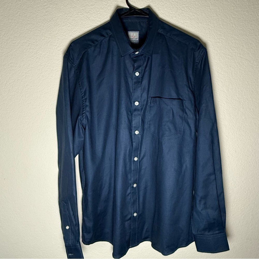 London Castle Men’s 100% Cotton Sz XL Long Sleeve Navy Button Up